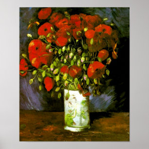 Poster Vase avec des papillons rouges Van Gogh Art