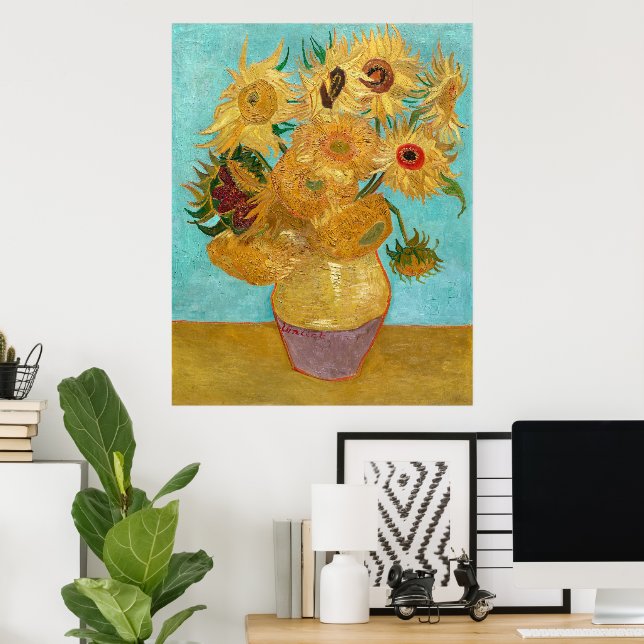 Poster Vase avec douze tournesols par Vincent Van Gogh (Bureau à domicile)