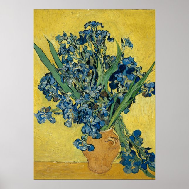 Poster Vase avec Irises par Van Gogh - La vie morte (Devant)
