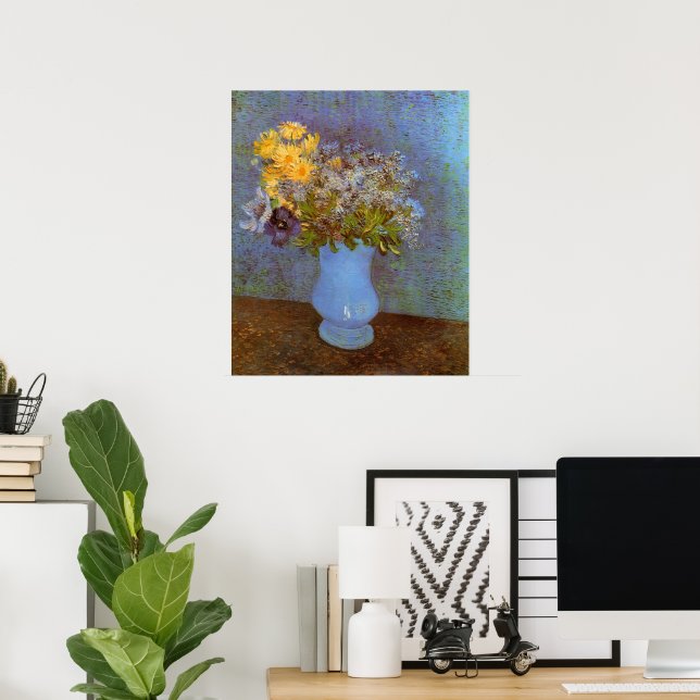 Poster Vase avec Lilacs et marguerites par Vincent van Go (Bureau à domicile)