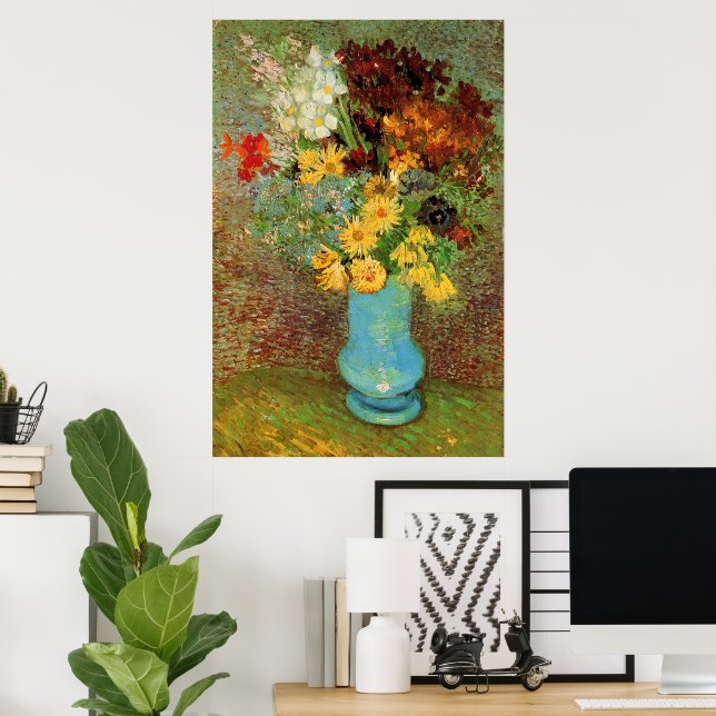 Poster Vase avec marguerites et anémones par Vincent van  (Bureau à domicile)