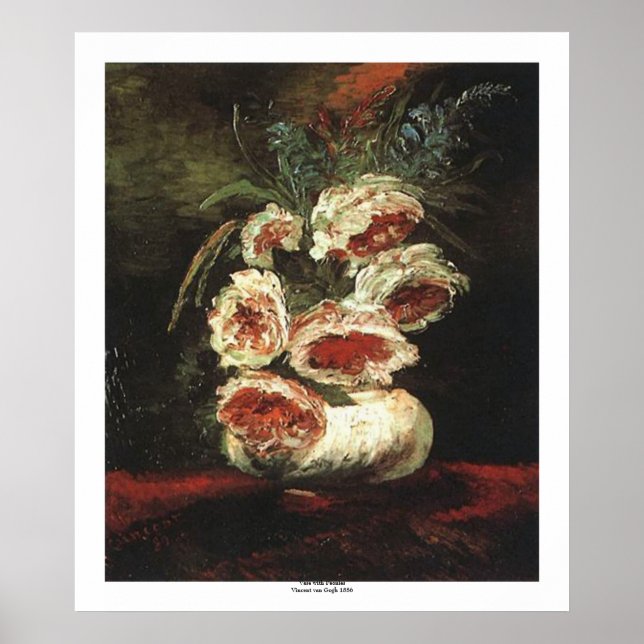 Poster Vase avec pivoines par Vincent van Gogh (Devant)