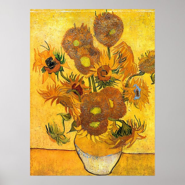 Poster Vase avec quinze tournesols par Vincent van Gogh (Devant)