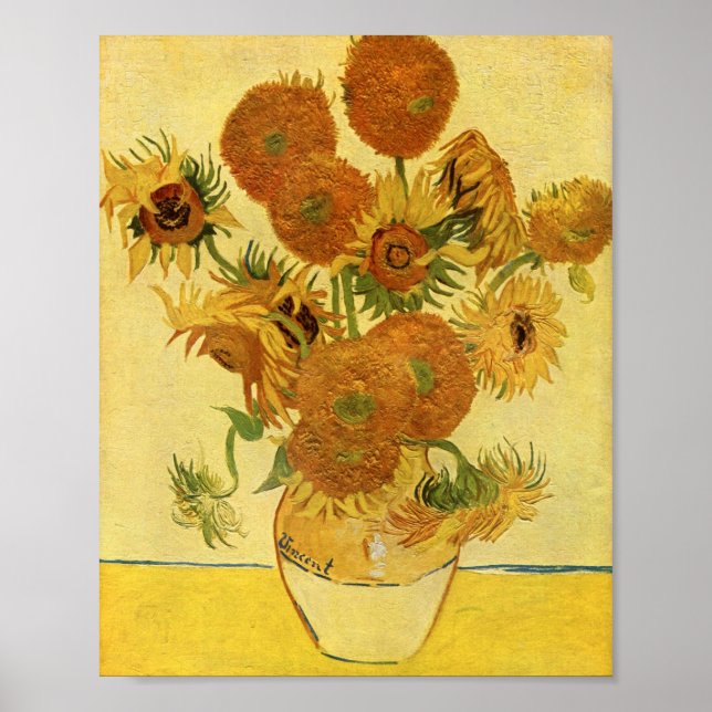 Poster Vase avec quinze tournesols, Van Gogh Art (Devant)