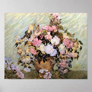 Poster Vase avec roses roses roses Van Gogh Art