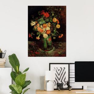 Poster Vase avec Zinnias et Geraniums, Vincent van Gogh