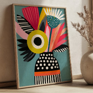 Poster Vase de bouquet de fleurs abstraites Art floral co