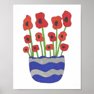 Poster Vase de Coquelicots Art Contemporain