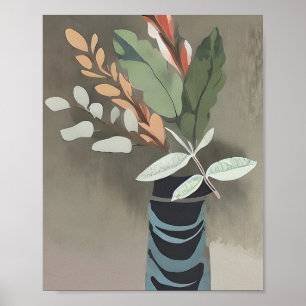 Poster Vase de feuilles art minimaliste