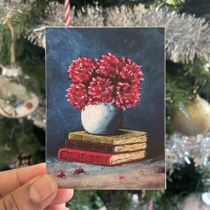 Poster Vase de fleurs Bleu rose Livres Lecture Vie morte