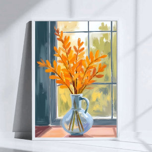 Poster Vase de fleurs d'automne en aquarelle
