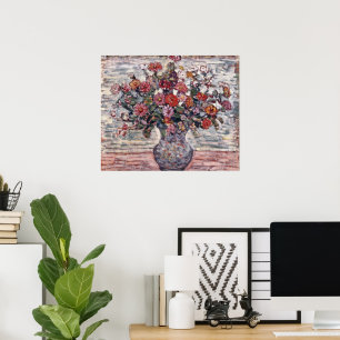 Poster Vase de fleurs, Zinnias par Maurice Prendergast