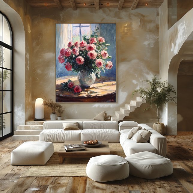 Poster Vase de roses roses près de la fenêtre – Art Impre (Créateur téléchargé)