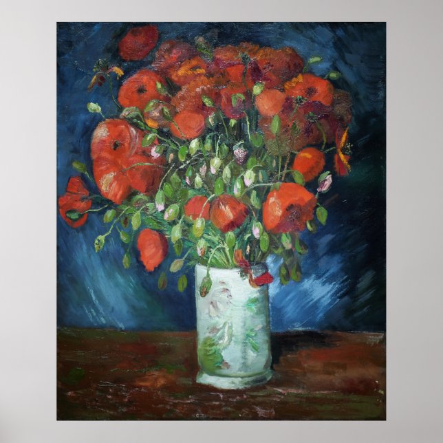 Poster Vase de Van Gogh avec des pavots (Devant)
