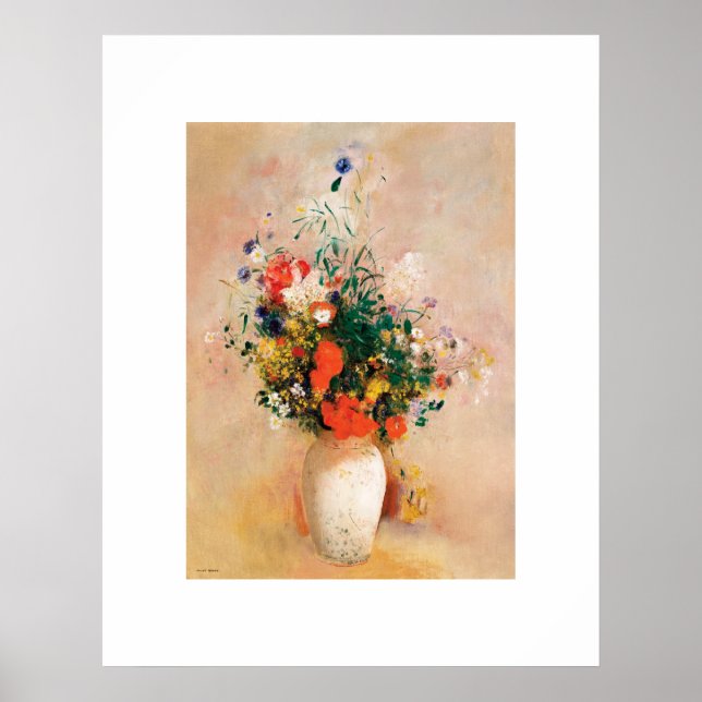 Poster Vase des fleurs d'Odilon Redon (Devant)