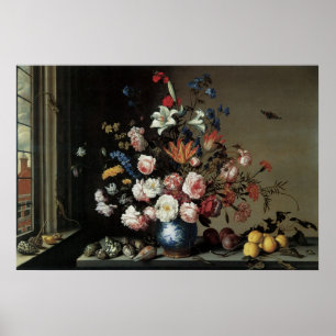 Poster Vase des fleurs par une fenêtre, Balthasar van der