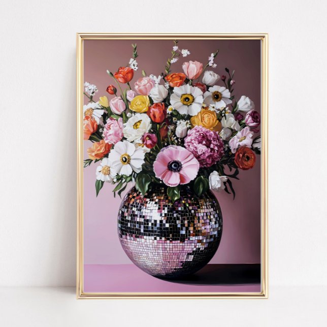 Poster Vase disco avec fleurs (Créateur téléchargé)