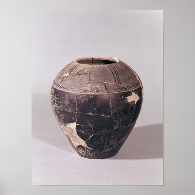 Poster Vase Engobe décoré de lignes ondulantes (Devant)