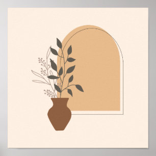 Poster Vase et arc de fleurs minimalistes avec style Boho