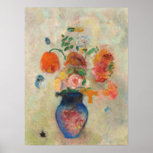 Poster Vase large avec fleurs par Odilon Redon