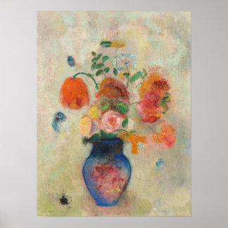 Poster Vase large avec fleurs par Odilon Redon