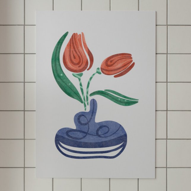 Poster Vase moderne avec tulipes | Floral Still Life Art (Créateur téléchargé)