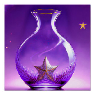 Poster Vase Violet Transparent Avec Étoile Tout Sous Dôme