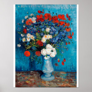 Poster Vase with Cornflowers and Poppies, Van Gogh