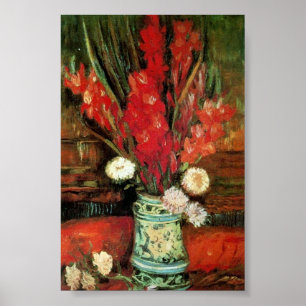 Poster Vase with Red Gladioli Van Gogh Fine Art