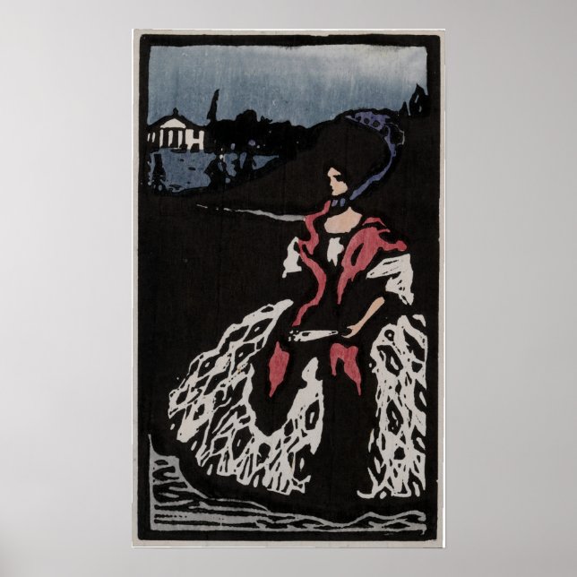 Poster Vasily Kandinsky Lady avec ventilateur (Devant)