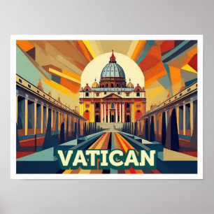 Poster Vatican City Travel artistique coloré