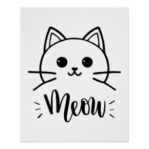 Poster Vecteur de chat de dessin animé drôle. Impression
