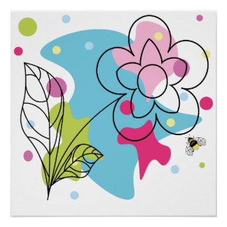 Poster Vecteur vectoriel tendance motif d'une fleur d'été