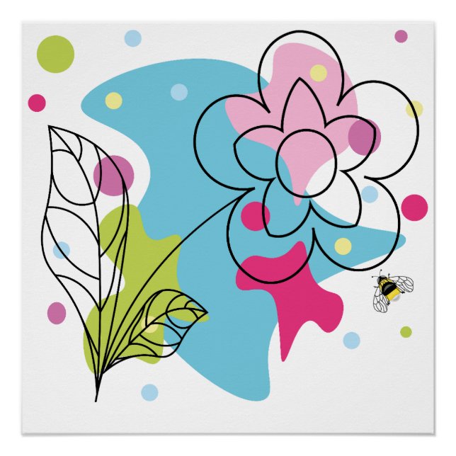 Poster Vecteur vectoriel tendance motif d'une fleur d'été (Devant)