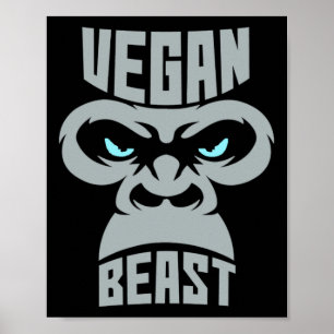 Poster Vegan Beast Exercice Muscle Gorilla Gym Bodybuildi