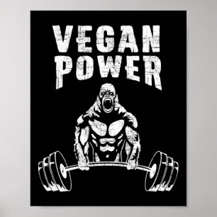 Poster Vegan Power Gorilla Bodybuilding Gym Working Desig