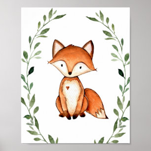 Poster Végétal Fox Woodland Animaux Nursery Wall Art