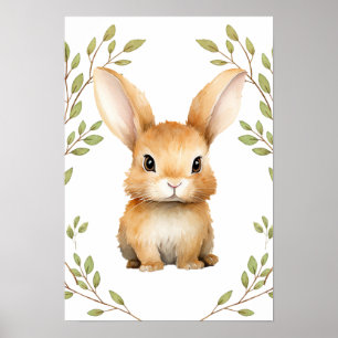 Poster Végétal Lapin Bois Animaux Pépinière