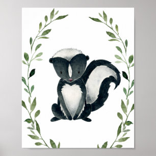 Poster Végétal Skunk Woodland Animaux Nursery Wall Art