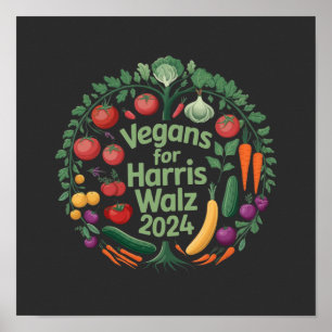 Poster Végétaliens pour Harris Waltz 2024 : Montrez Votre