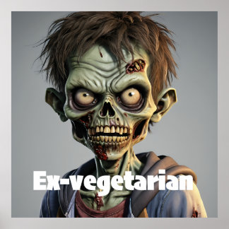 Poster Végétarien Tourné Ado Zombie Imprimer nouveauté