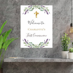 Poster Végétation fleurie lavande Première communion bien