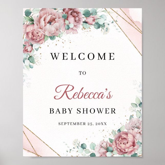 Poster Végétation florale floue Baby shower or Accueil (Devant)