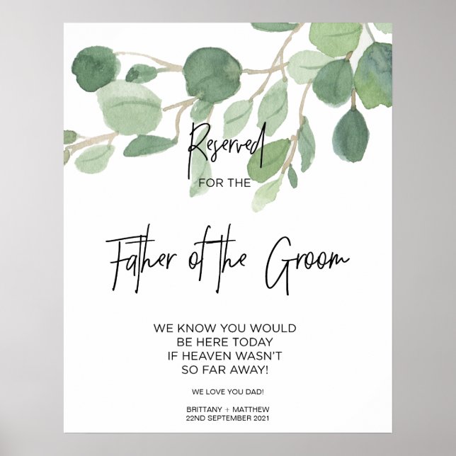 Poster Végétation réservée au père du marié mariage (Devant)