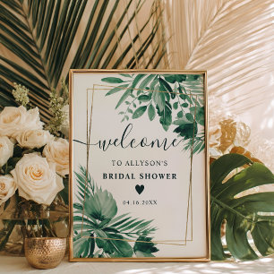 Poster Végétation tropicale aquarelle douche nuptiale bie