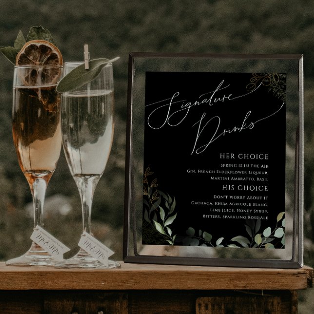 Poster Végétation Whimsical et Noir Signature Boissons (Créateur téléchargé)