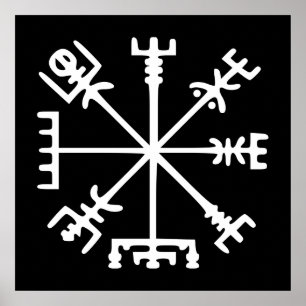 Poster Vegvísir (Boussole Viking)