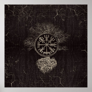 Poster Vegvisir et arbre de la vie - Yggdrasil