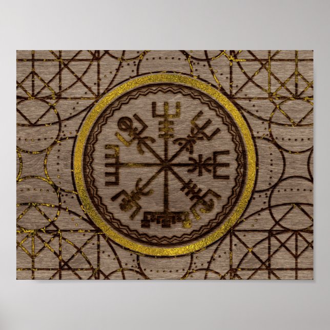 Poster Vegvisir. Navigation magique Viking Compass (Devant)