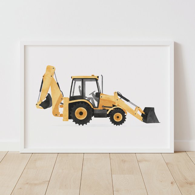 Poster Véhicule de construction de chargeuse rétrocaveuse (Créateur téléchargé)